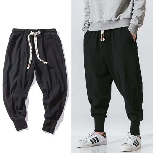 Chinese Style Harem Mens Pants Streetwear Casual Joggers Mens Pants Cotton Linen Sweatpants Ankle-length Men Trousers M-5XL Shopmaur