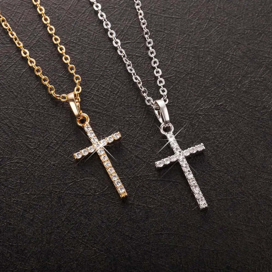 Cross Pendants Gold Black Color Crystal Jesus Cross Pendant Necklace Jewelry For Men/Women Wholesale Shopmaur